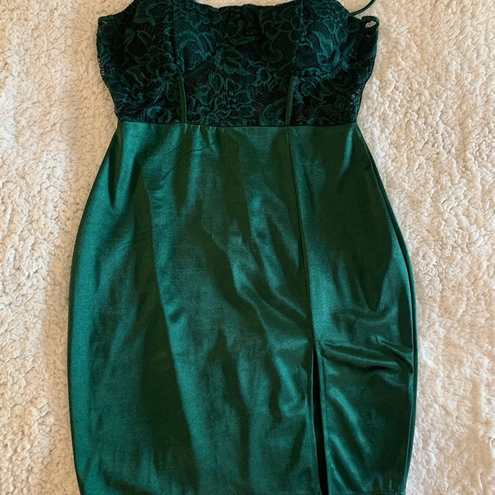 Dark green mini dress